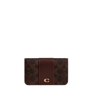 Essential slim card case in signature canvas brass maple