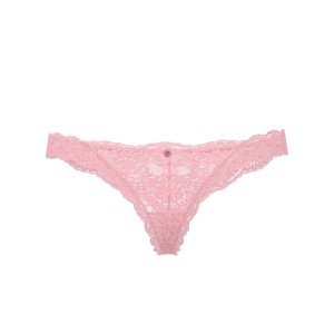 Lace thong panty - pink S