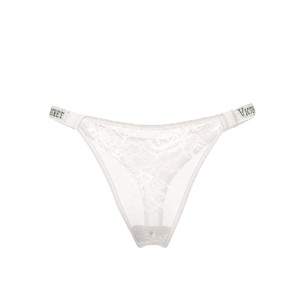 Shine strap lace thong panty - white M